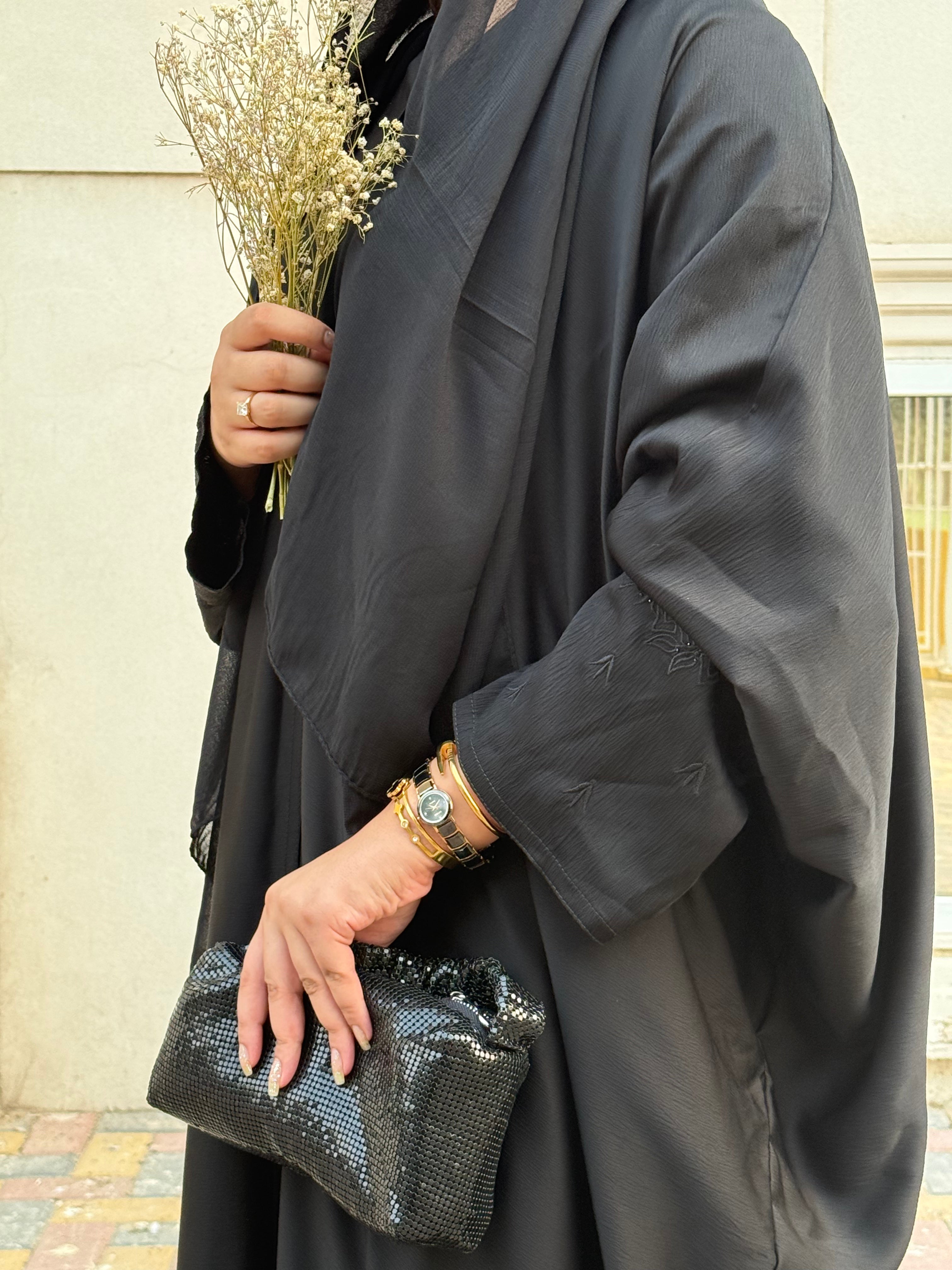 Black Embroidery Baggy Abaya