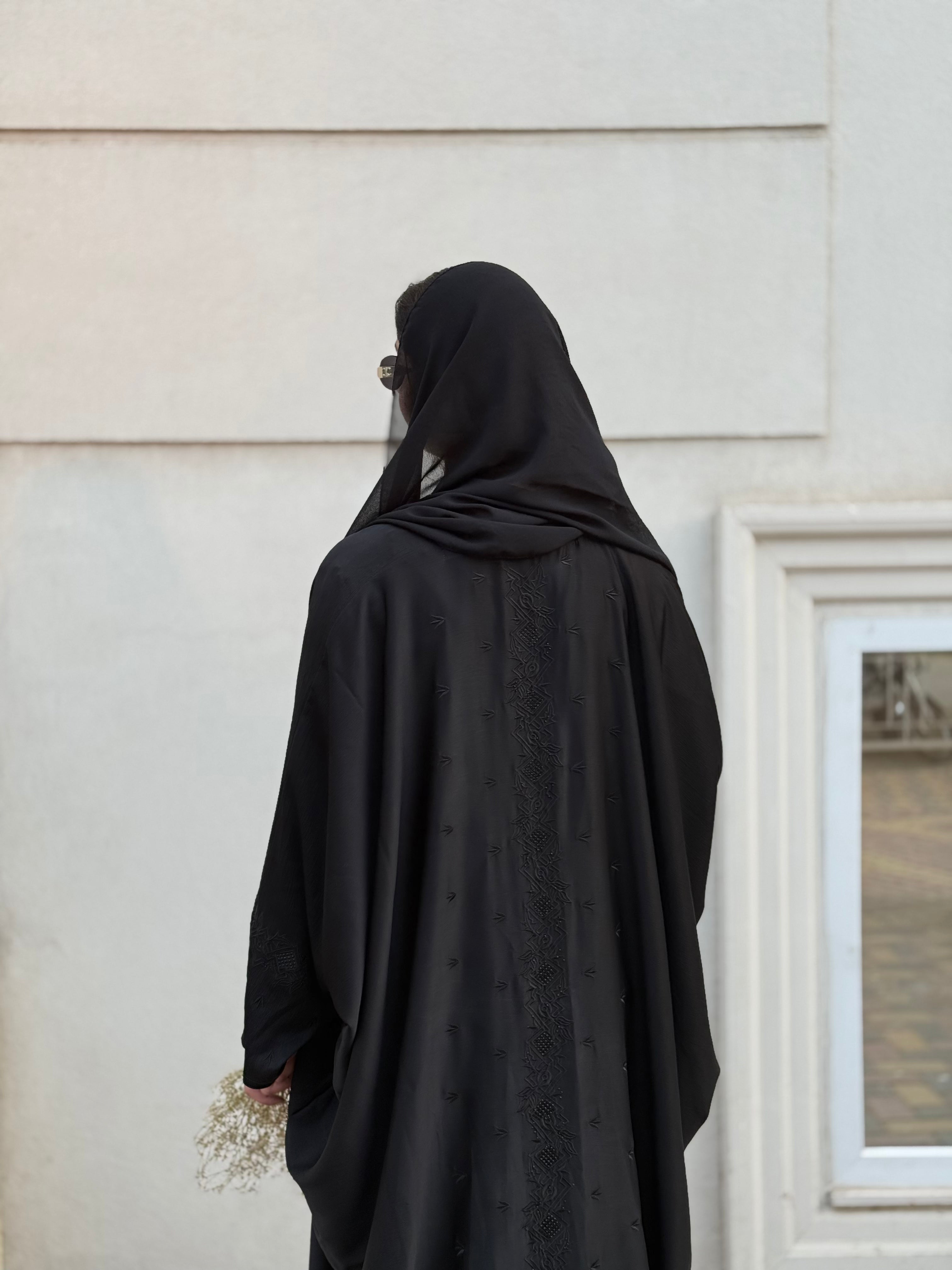 Black Embroidery Baggy Abaya