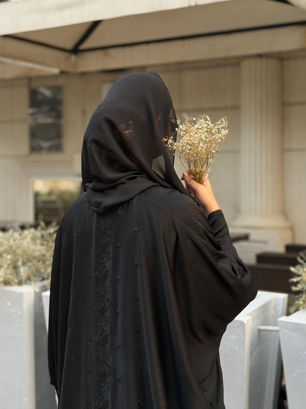 Black Embroidery Baggy Abaya