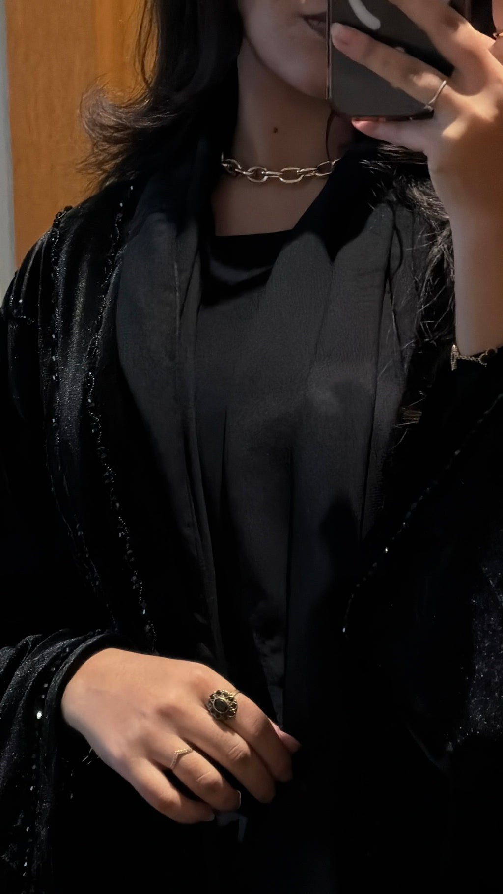 Embellished Black Velvet Abaya