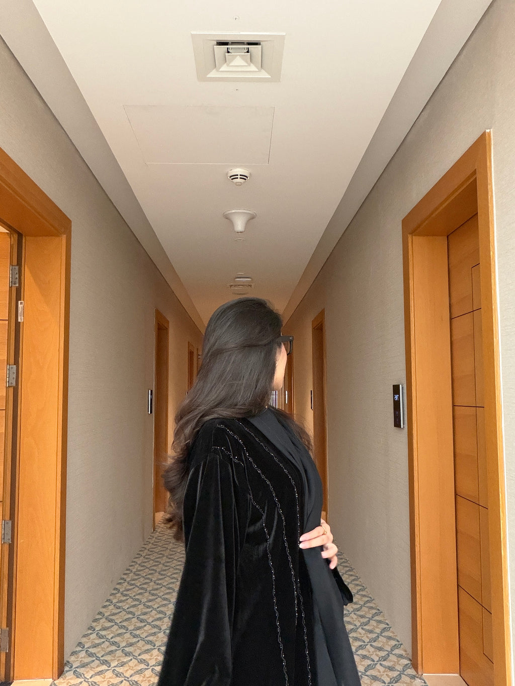 Embellished Black Velvet Abaya