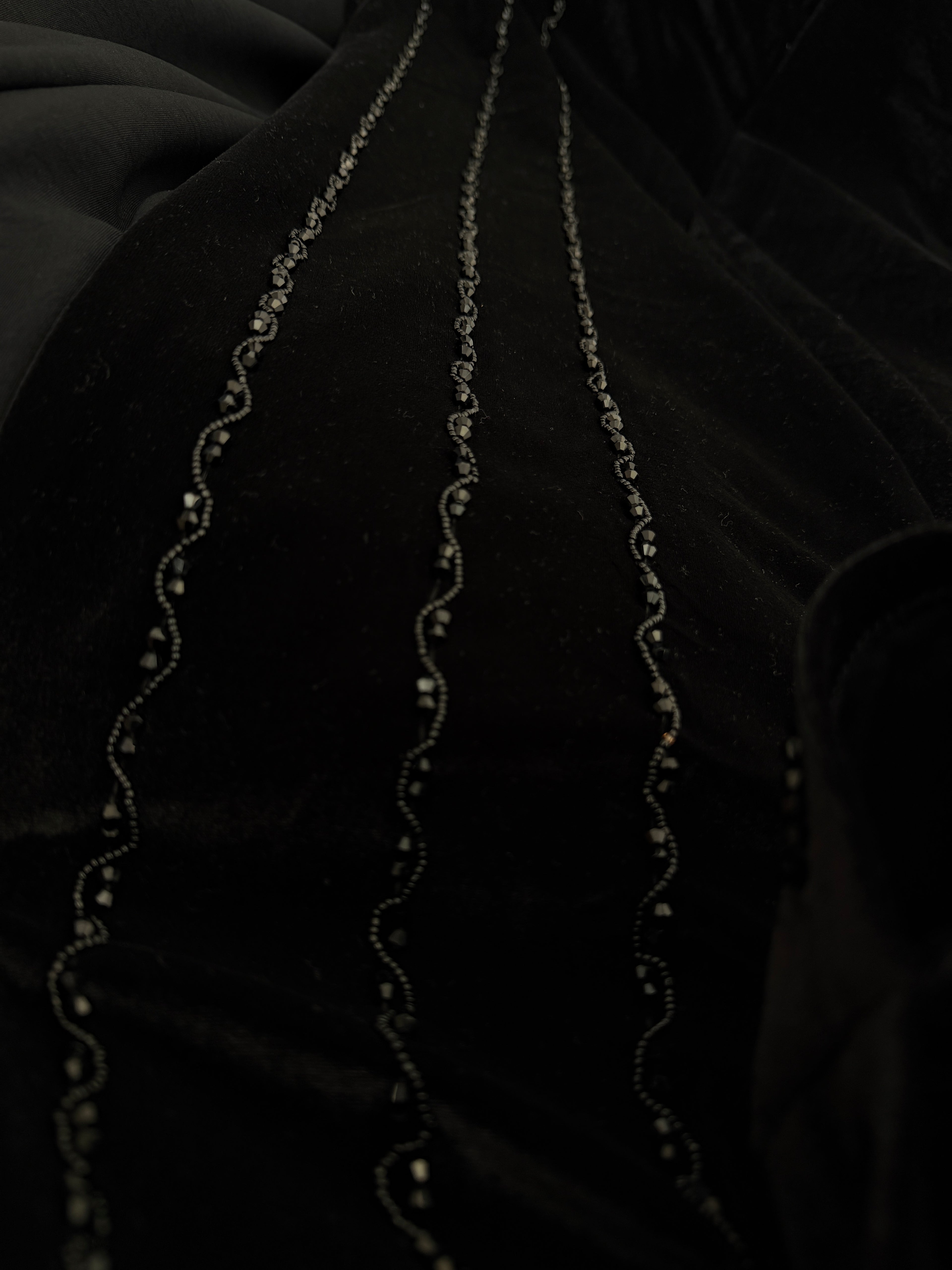 Embellished Black Velvet Abaya
