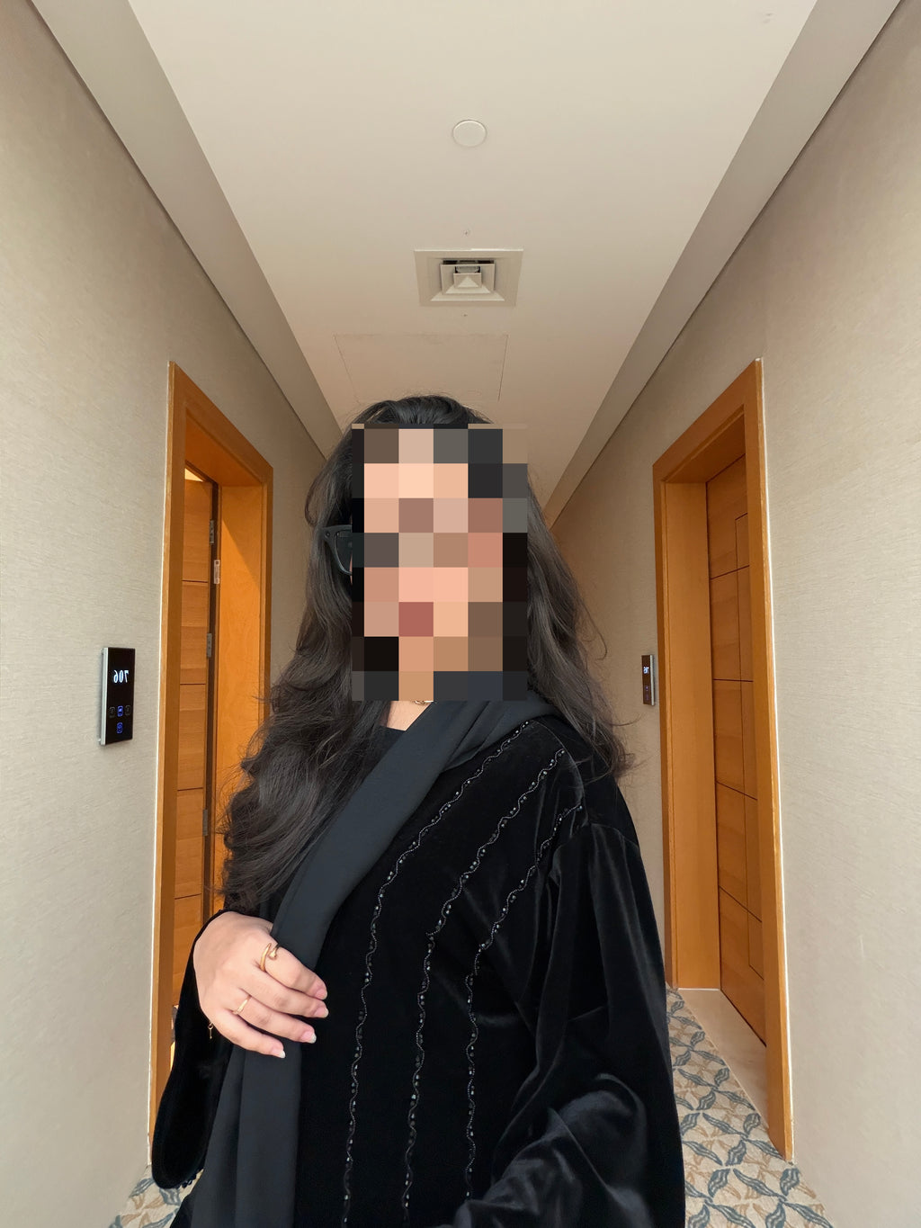 Embellished Black Velvet Abaya