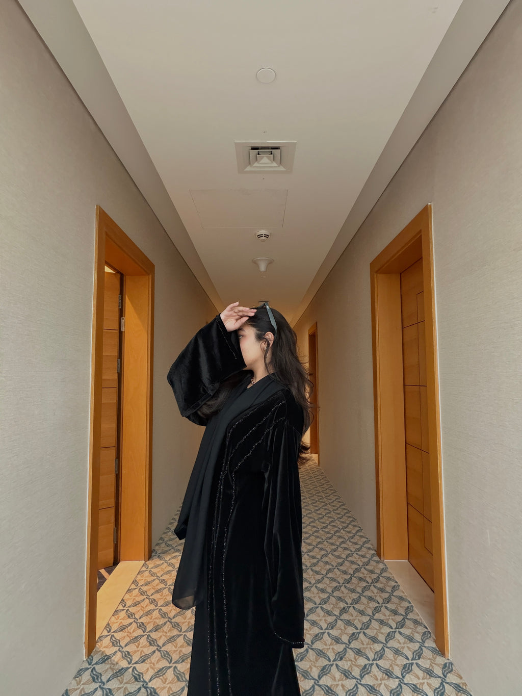 Embellished Black Velvet Abaya