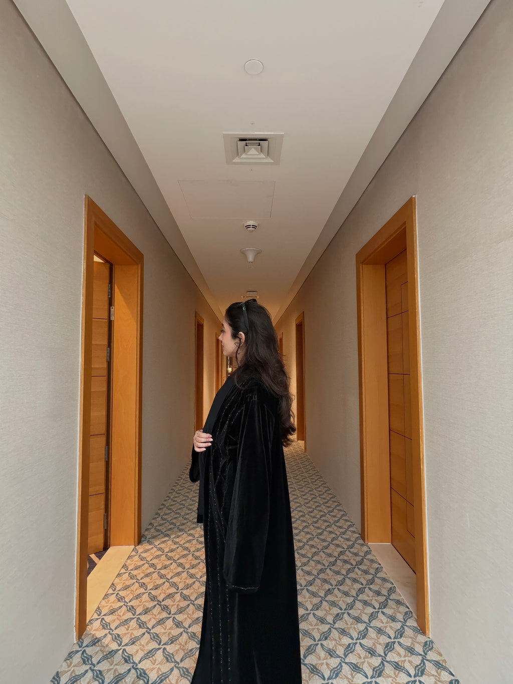 Embellished Black Velvet Abaya