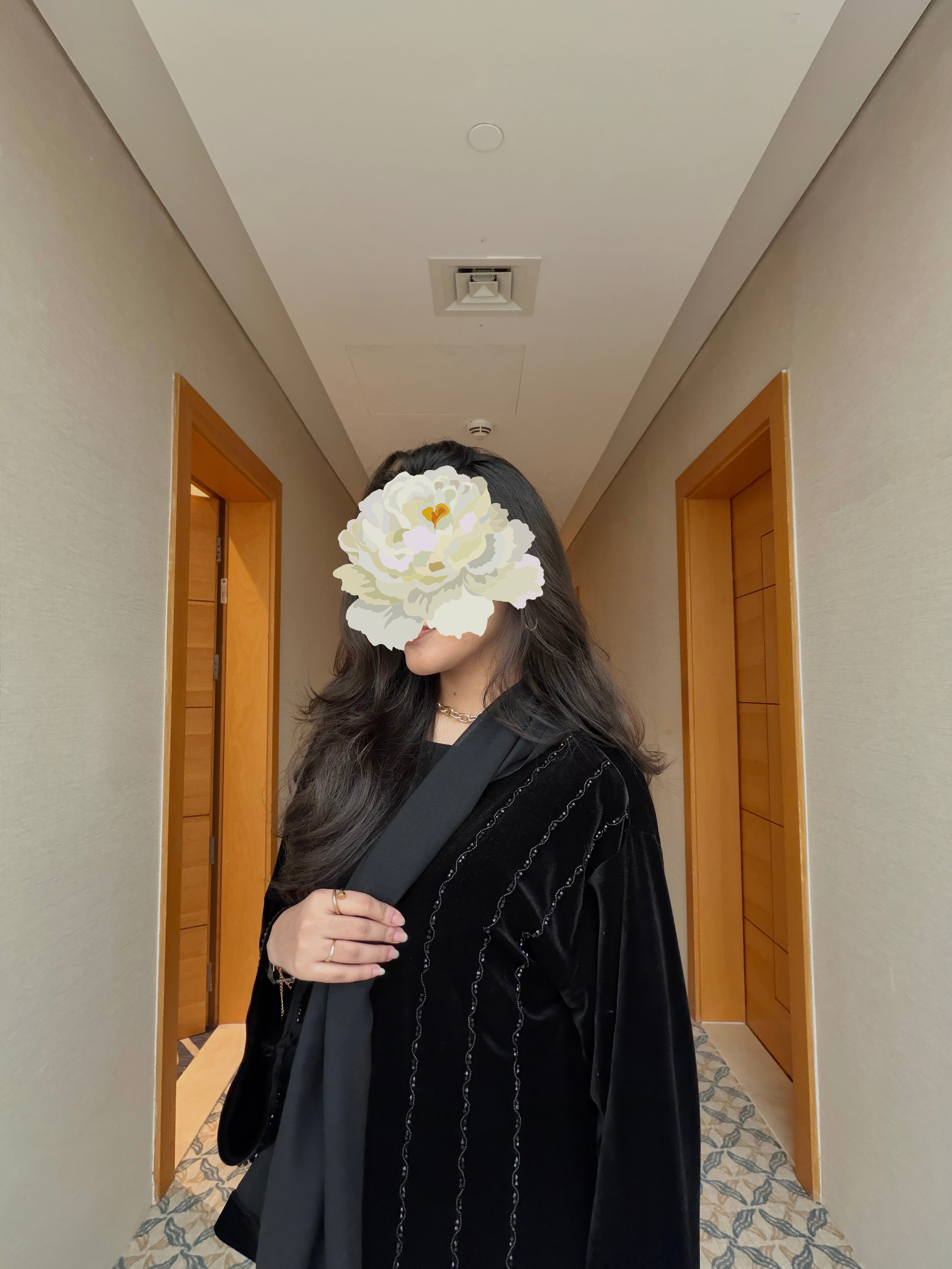 Embellished Black Velvet Abaya