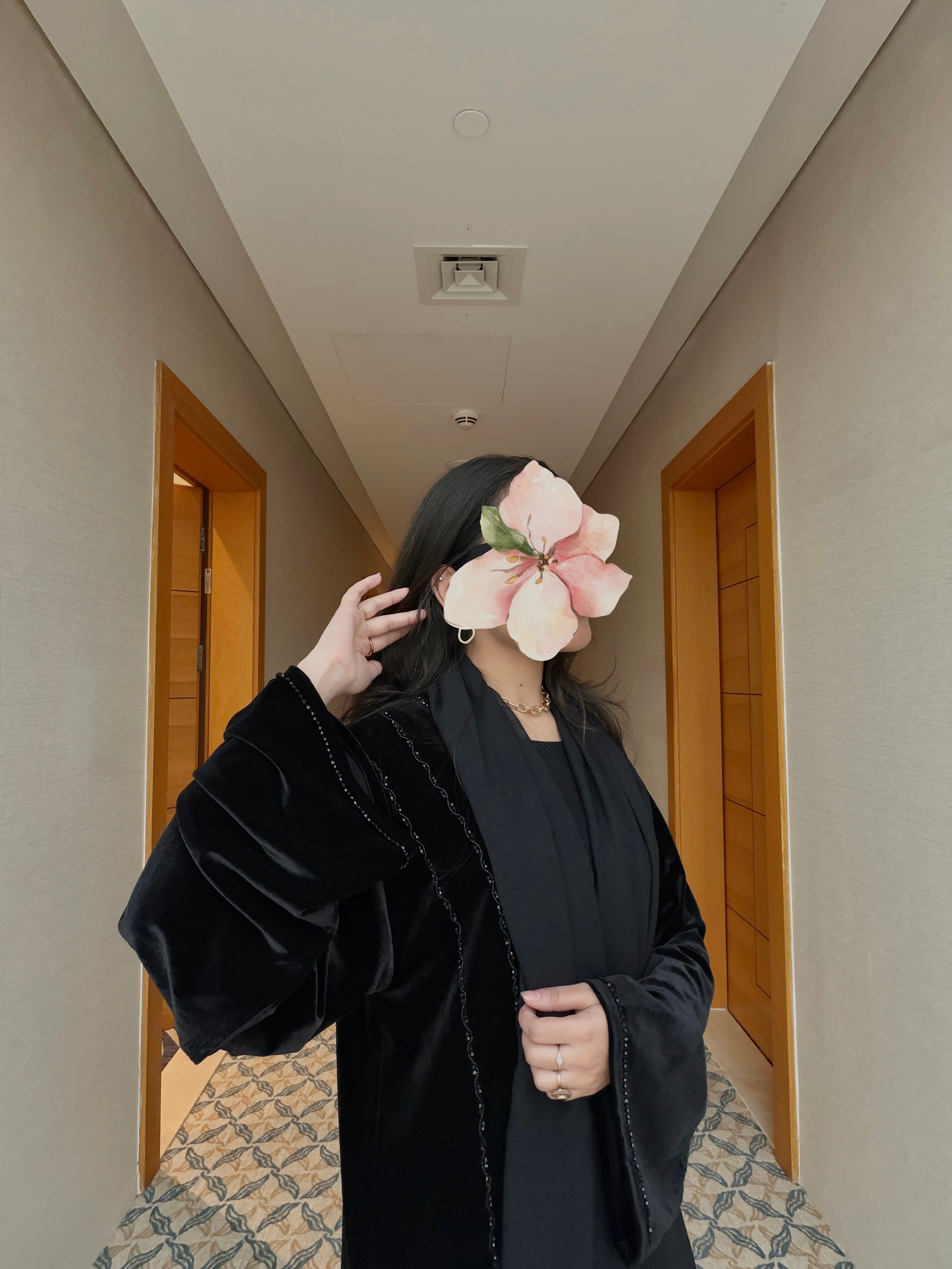 Embellished Black Velvet Abaya