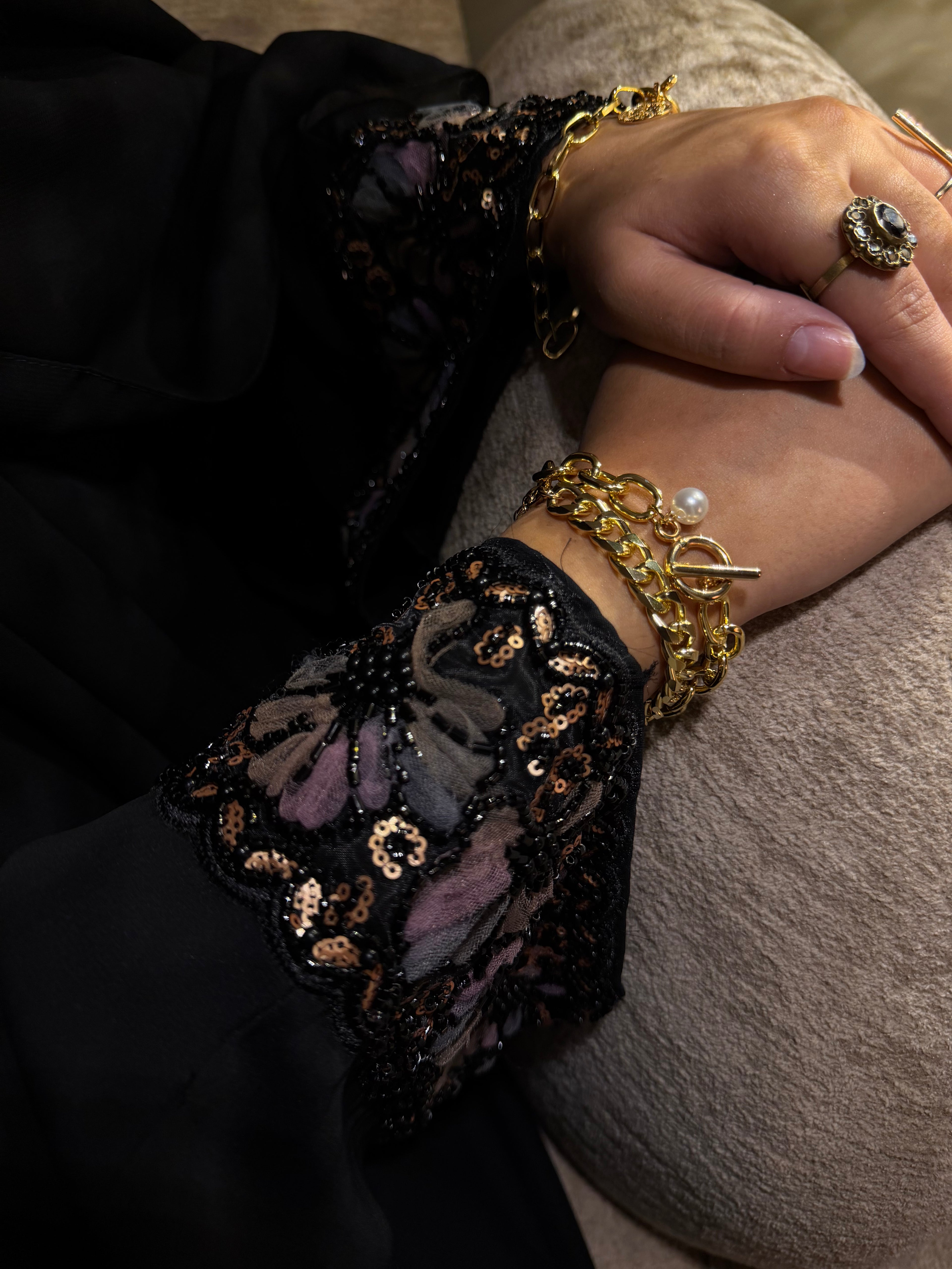 Bold Florals Silk Abaya