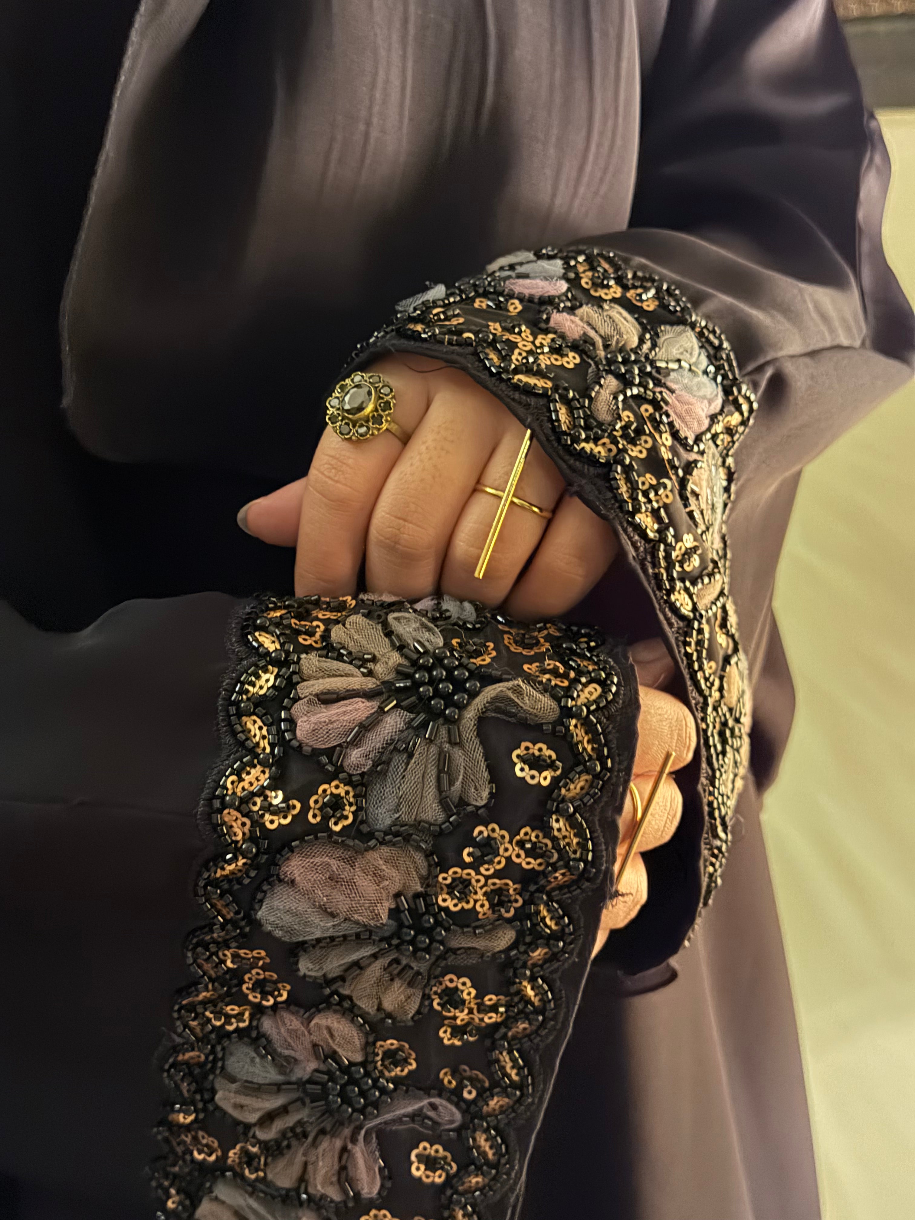 Bold Florals Silk Abaya