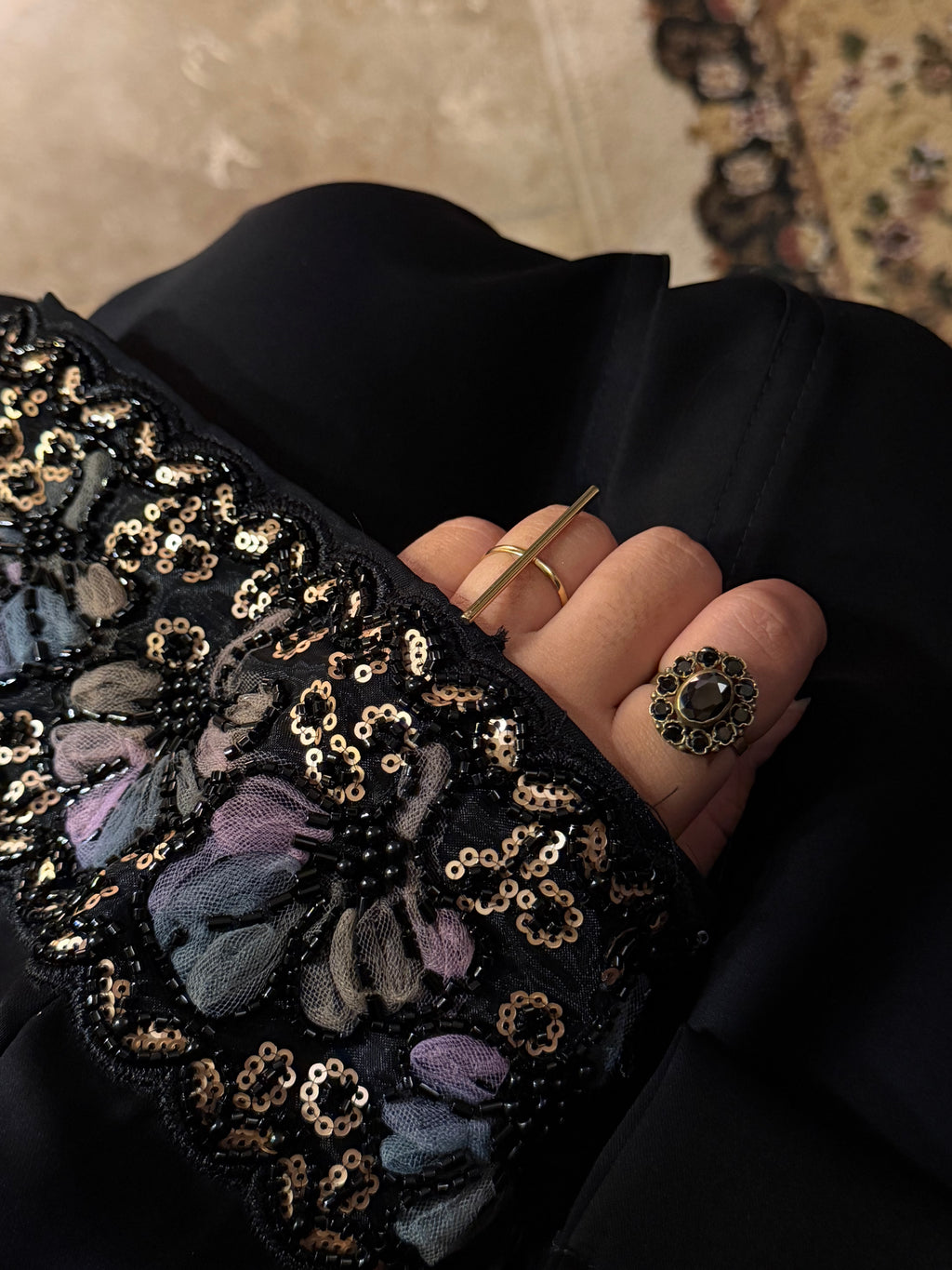 Bold Florals Silk Abaya