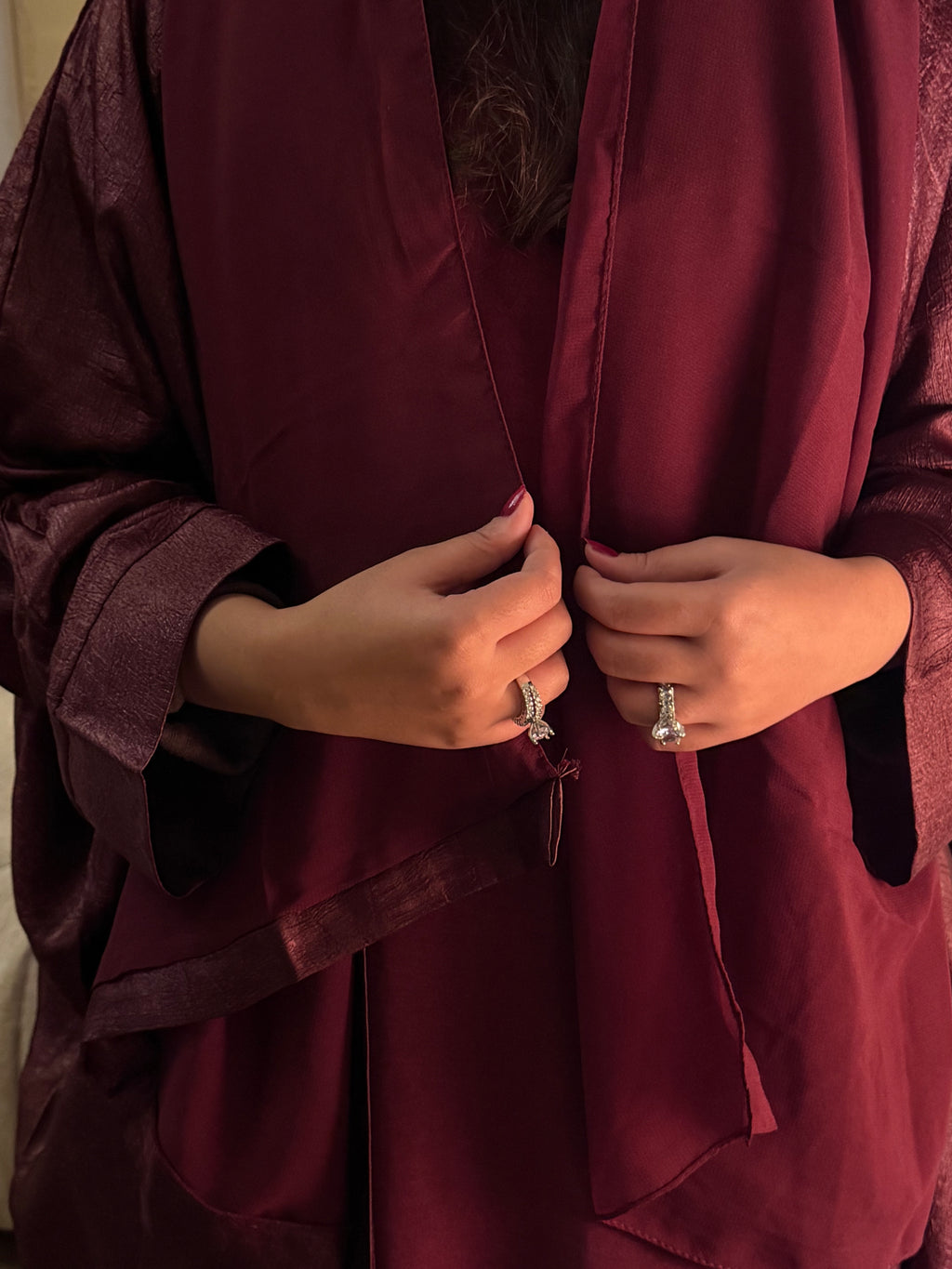Maroon Shimmer Abaya
