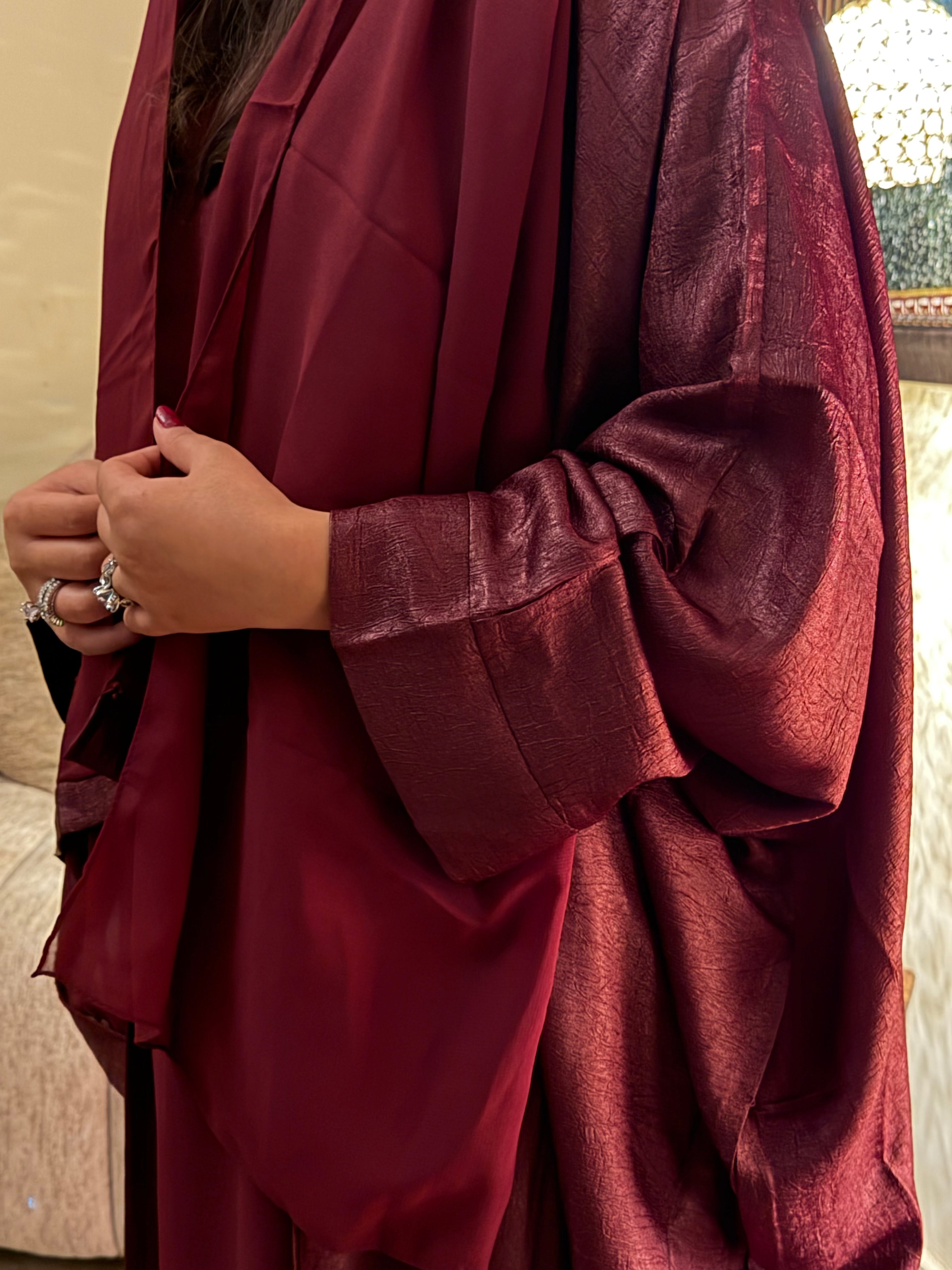 Maroon Shimmer Abaya