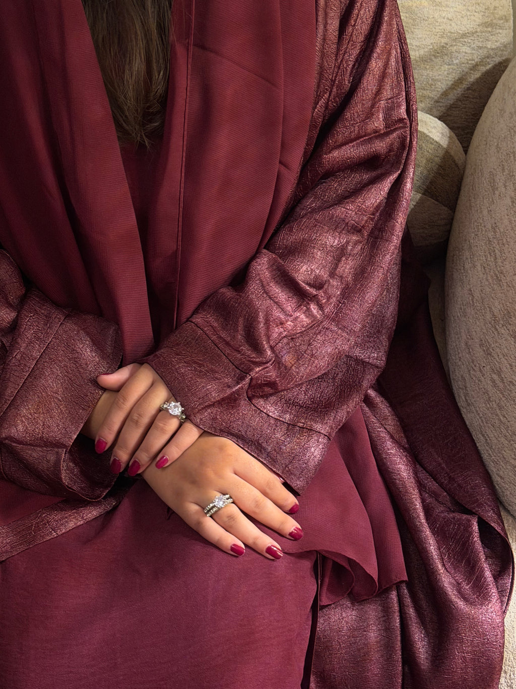 Maroon Shimmer Abaya