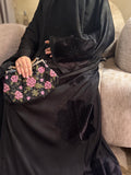 Black velvet flower Abaya