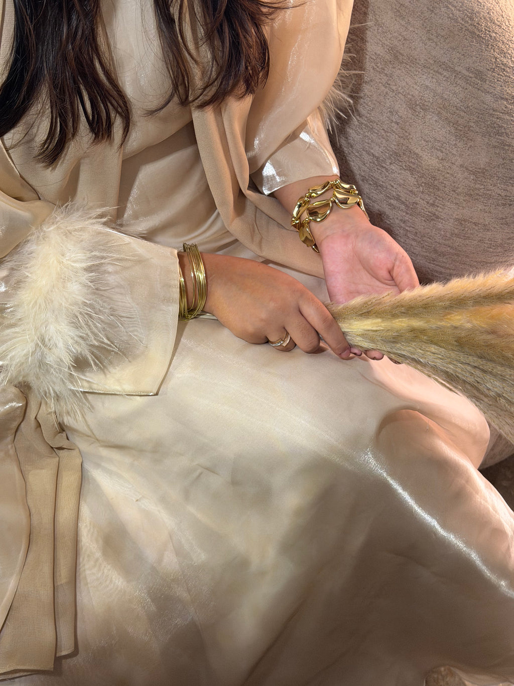 Golden Shimmer Abaya