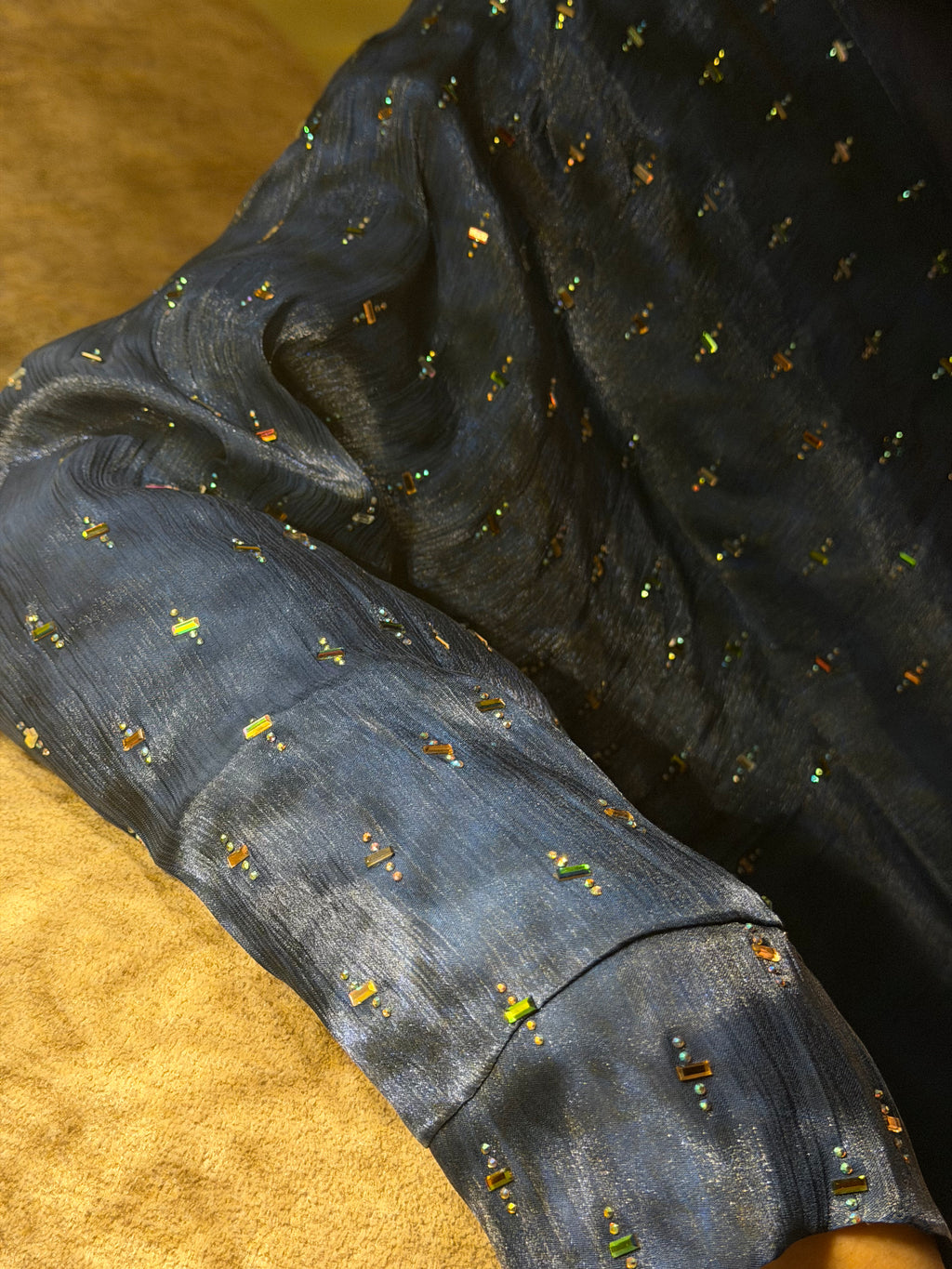 Teal Blue Shimmer Abaya