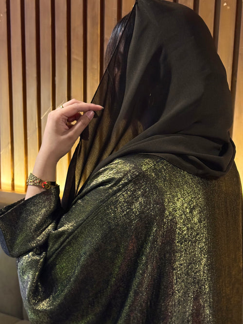Baggy-Fit Shimmer Abaya  Black