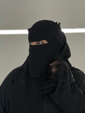 Black Feather Trim Embellished Abaya