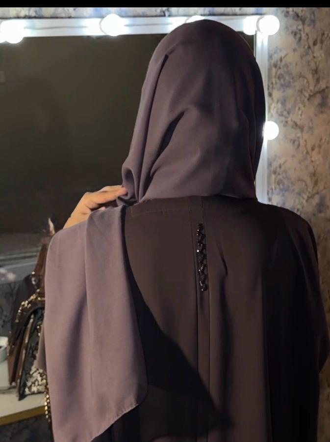 Mocha Beaded Front-open Abaya