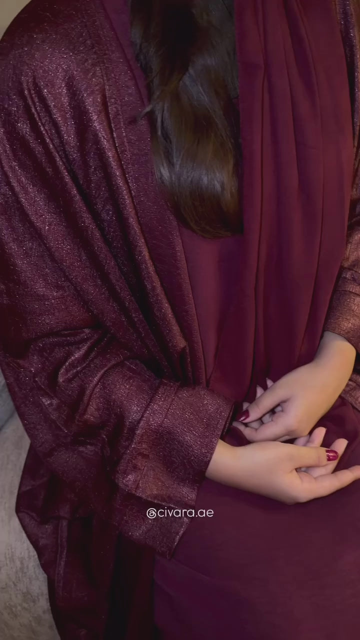 Maroon Shimmer Abaya