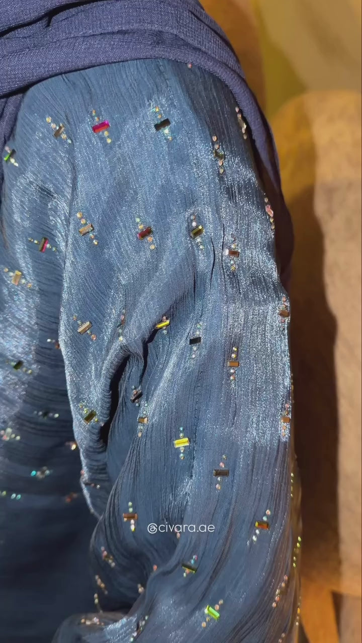 Teal Blue Shimmer Abaya